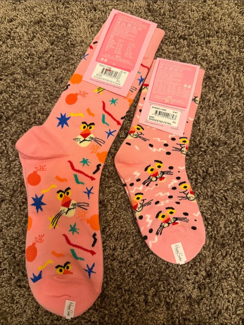 New Happy Socks x pink panther mommy and me socks
